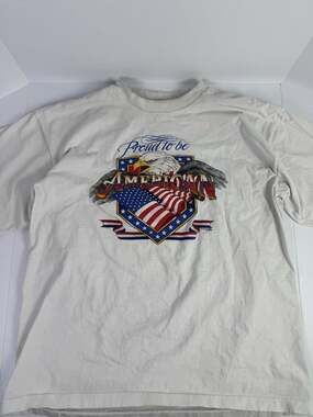 Vintage 1997 New Life Proud To Be American Eagle T-Shirt Single Stitch White